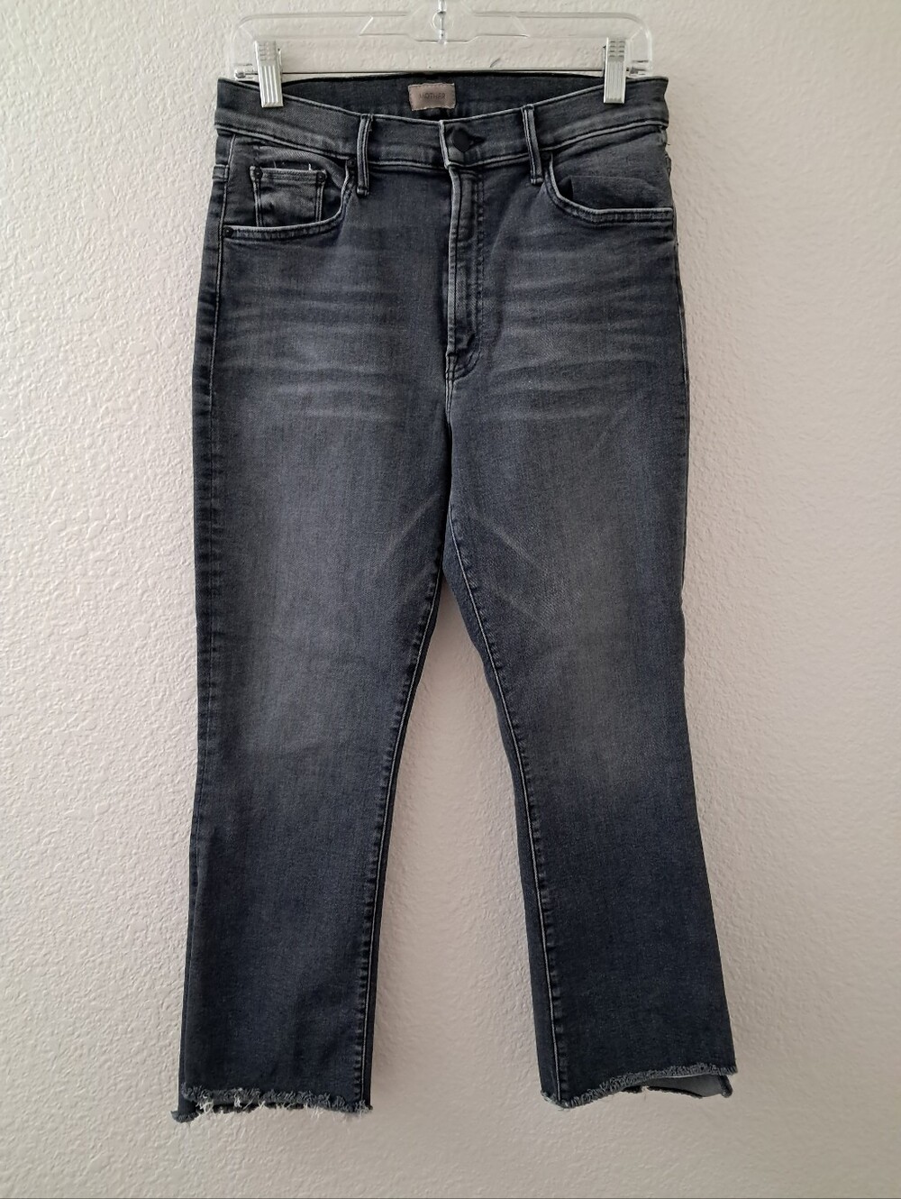 Mother Jeans Insider Crop Step Fray Women's Size 31 Black Gray Classic Casual